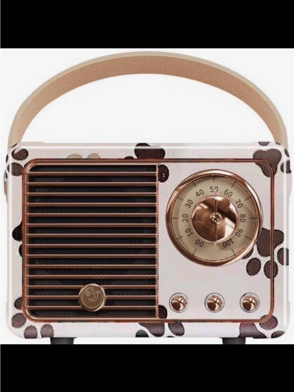 Retro Bluetooth Portable Speaker in Cream & Brown with Leather Handle